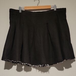 Daisy Black Circle Skirt with Frayed Hem